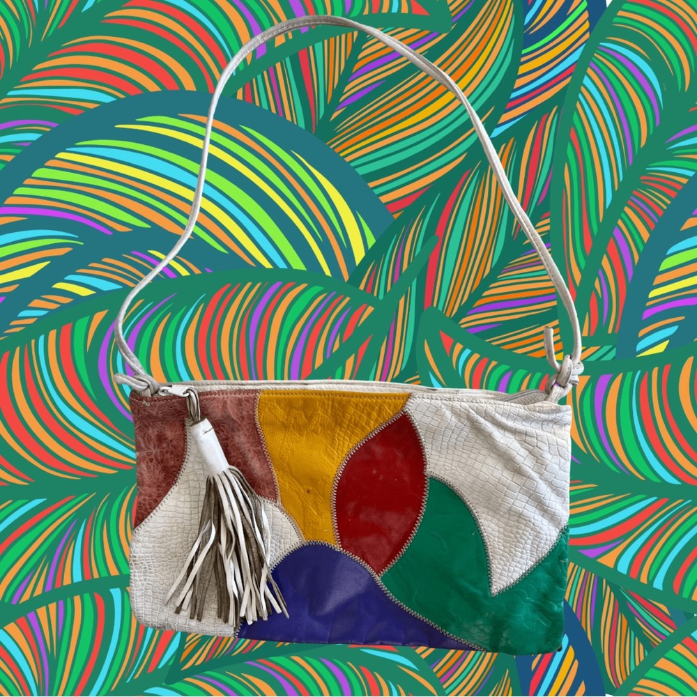 80s Rectangle Multicolor Patch Purse - image 1